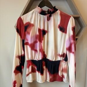 Nine West Red and Black Patterned Blouse